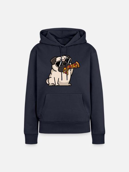 Pizza Mops Lustiger Essensliebhaber - Frauen Premium Bio Hoodie - Navy