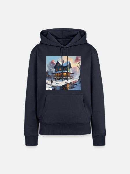 Ruhiges Winterhaus - Frauen Premium Bio Hoodie - Navy