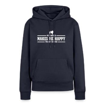 SAMOYED me rend heureux - Sweat à capuche Premium bio Femme - bleu marine - Devant - Julia (174cm)