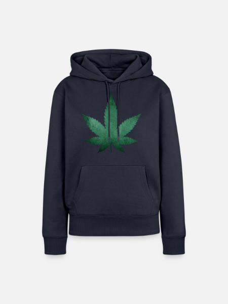 WEED HANFBLATT - Frauen Premium Bio Hoodie - Navy