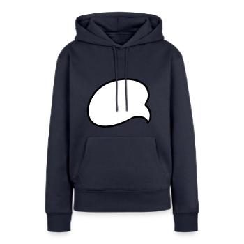 Bulles speech bubble bulle BD idée cadeau - Sweat à capuche Premium bio Femme - bleu marine - Devant - Julia (174cm)