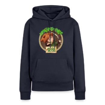 Robin Hood Schlitzohr Von Sherwood Portrait - Frauen Premium Bio Hoodie - Navy - Vorne - Julia (174cm)