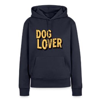 Amoureux des chiens - Sweat à capuche Premium bio Femme - bleu marine - Devant - Julia (174cm)