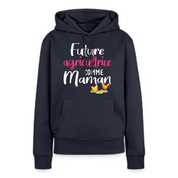 Agricultrice Agriculture 2022 Naissance Bébé - Sweat à capuche Premium bio Femme - bleu marine - Devant - Julia (174cm)