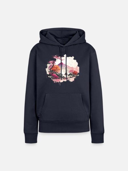 Holzschnitt - Frauen Premium Bio Hoodie - Navy