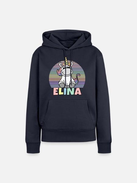 Elina Einhorn Name - Frauen Premium Bio Hoodie - Navy