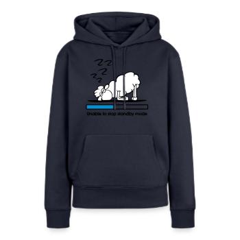 Les moutons en veille - Sweat à capuche Premium bio Femme - bleu marine - Devant - Julia (174cm)