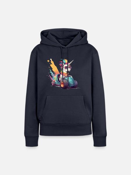 Einhorn mit dem Auto - Frauen Premium Bio Hoodie - Navy