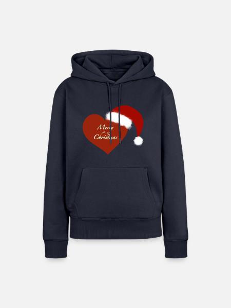 Merry Christmas herz - Frauen Premium Bio Hoodie - Navy