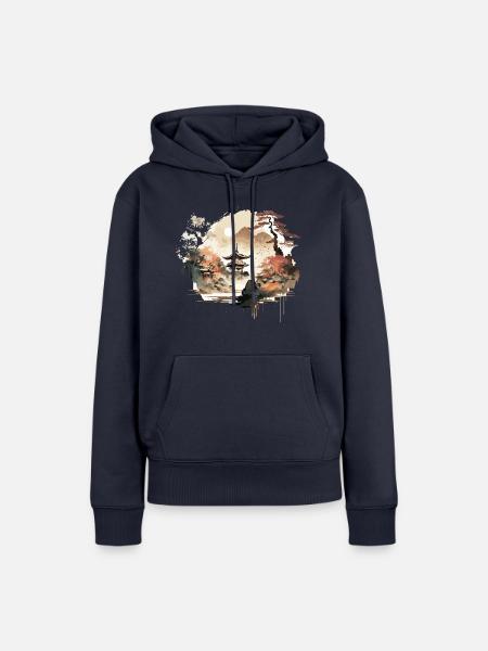 Aquarellzeichnung - Frauen Premium Bio Hoodie - Navy