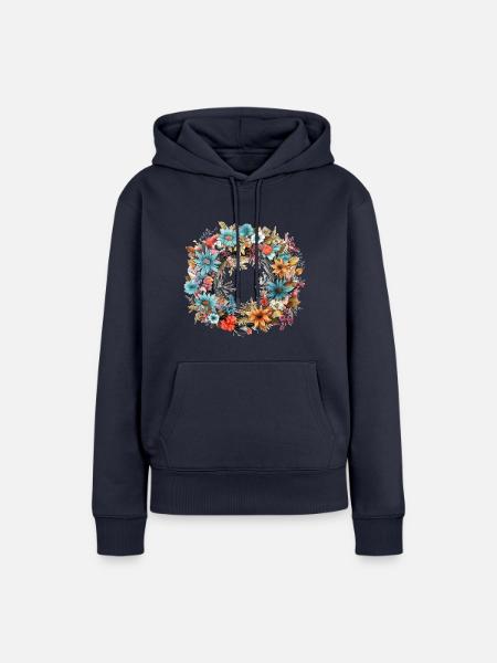 Literarischer Kranz - Frauen Premium Bio Hoodie - Navy