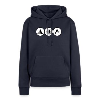 Festival - Sweat à capuche Premium bio Femme - bleu marine - Devant - Julia (174cm)