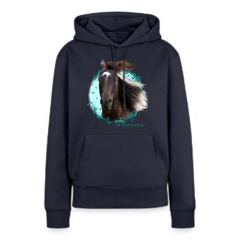 Ostwind Aris Ankunft Ostwind Porträt - Frauen Premium Bio Hoodie - Navy - Vorne - Julia (174cm)