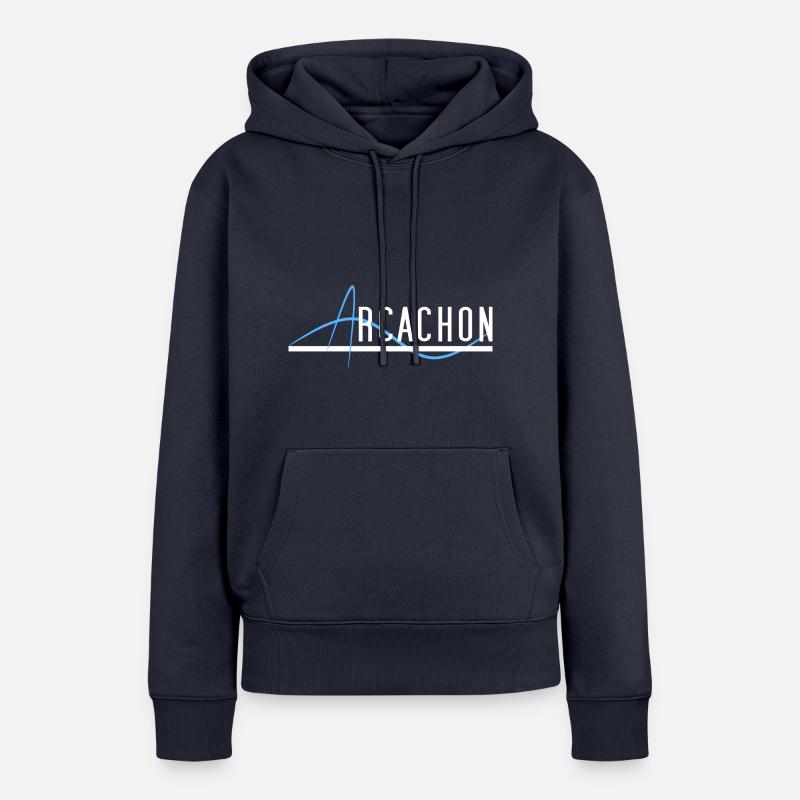 Arcachon. exclusif - Sweat à capuche Premium bio Femme - bleu marine