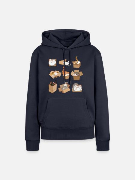 Cats in Boxes - Frauen Premium Bio Hoodie - Navy