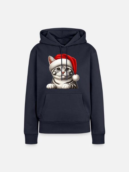 Katze Heiligabend Geist - Frauen Premium Bio Hoodie - Navy
