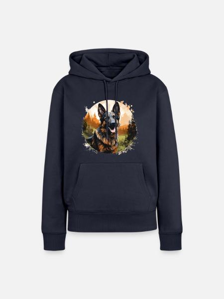 Deutscher Schäferhund im Wald - Frauen Premium Bio Hoodie - Navy