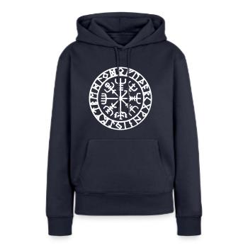 vegvisir Wegweiser Kompass Island Schutzsymbol - Frauen Premium Bio Hoodie - Navy - Vorne - Julia (174cm)