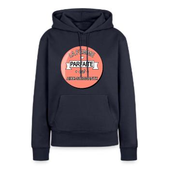Parfaite aide soignante ! cadeau aide soignante - Sweat à capuche Premium bio Femme - bleu marine - Devant - Julia (174cm)