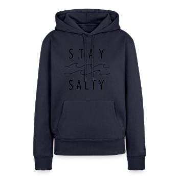 Stay Salty - Frauen Premium Bio Hoodie - Navy - Vorne - Julia (174cm)