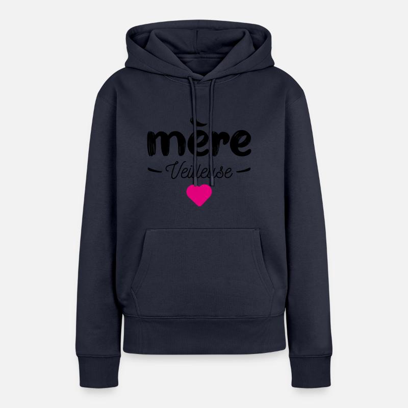 Mere veilleuse - Sweat à capuche Premium bio Femme - bleu marine