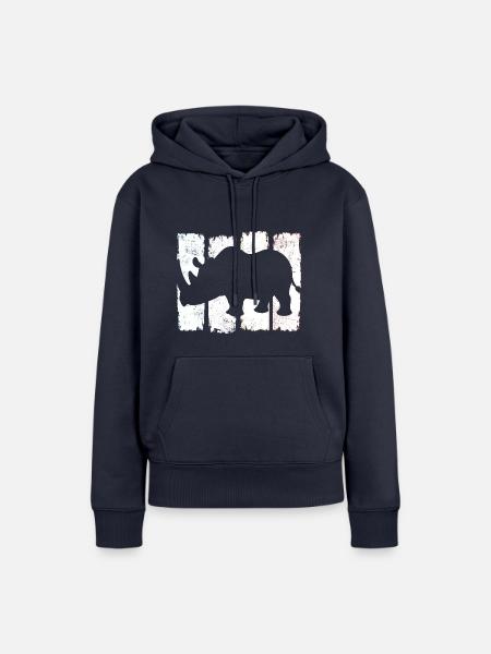 Nashorn Rhinozeros retro - Frauen Premium Bio Hoodie - Navy