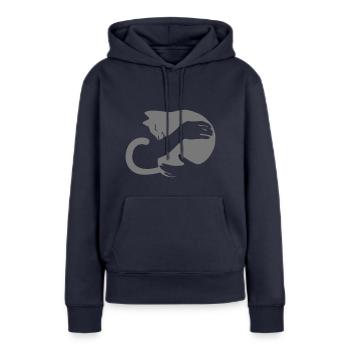 cat hug - Frauen Premium Bio Hoodie - Navy - Vorne - Julia (174cm)