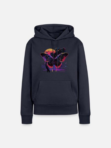 Retro Vibe Schmetterling - Frauen Premium Bio Hoodie - Navy