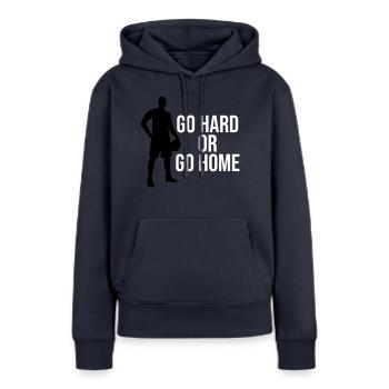 basketballer - Sweat à capuche Premium bio Femme - bleu marine - Devant - Julia (174cm)
