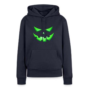 Monster Grüne Augen, gruseliges Halloween-Gesicht - Frauen Premium Bio Hoodie - Navy - Vorne - Julia (174cm)