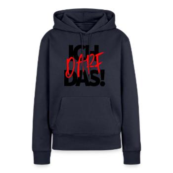 Je suis autorisé à le faire! - Sweat à capuche Premium bio Femme - bleu marine - Devant - Julia (174cm)