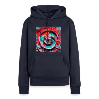 Rad des Lebens - Frauen Premium Bio Hoodie - Navy - Vorne - Julia (174cm)
