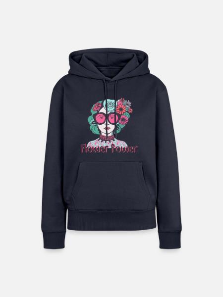 Flower Power Lady - Frauen Premium Bio Hoodie - Navy