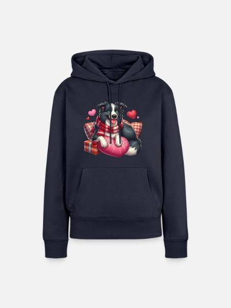 Border Collie Liebe - Frauen Premium Bio Hoodie - Navy