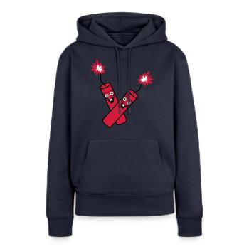 verrueckt 2 freunde team paar party kracher gesich - Frauen Premium Bio Hoodie - Navy - Vorne - Julia (174cm)