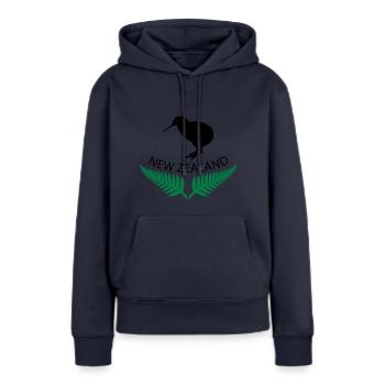 New Zealand - Frauen Premium Bio Hoodie - Navy - Vorne - Julia (174cm)