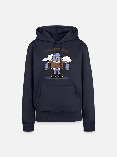 Fertig für die Arbeit lustiges Monster langweilig - Frauen Premium Bio Hoodie - Navy
