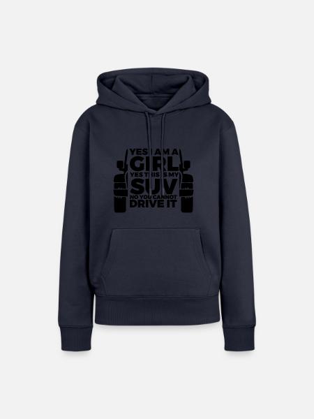 Frau mit Geländewagen - Frauen Premium Bio Hoodie - Navy