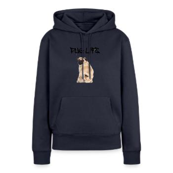 Mops Leben - Frauen Premium Bio Hoodie - Navy - Vorne - Julia (174cm)