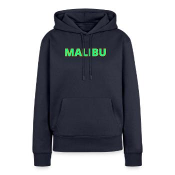 Idée cadeau Malibu - Sweat à capuche Premium bio Femme - bleu marine - Devant - Julia (174cm)