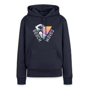 flots - Sweat à capuche Premium bio Femme - bleu marine - Devant - Julia (174cm)