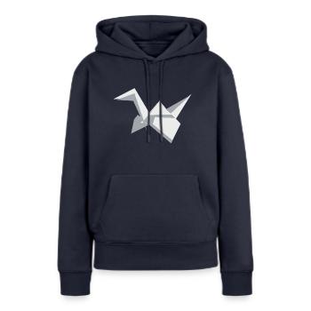 origami - Sweat à capuche Premium bio Femme - bleu marine - Devant - Julia (174cm)