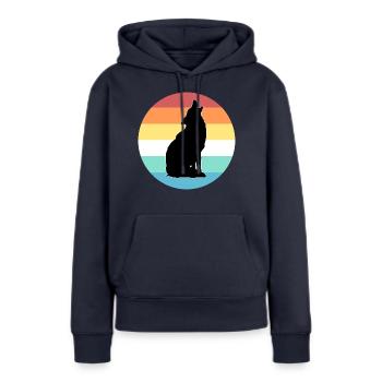 loup - Sweat à capuche Premium bio Femme - bleu marine - Devant - Julia (174cm)