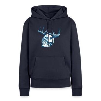 Jaeger - Frauen Premium Bio Hoodie - Navy - Vorne - Julia (174cm)