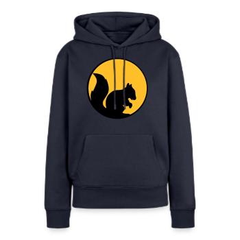 lune nuit soleil cercle rond logo silhouette noir - Sweat à capuche Premium bio Femme - bleu marine - Devant - Julia (174cm)