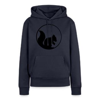 nuit lune soleil cercle rond logo silhouette noir - Sweat à capuche Premium bio Femme - bleu marine - Devant - Julia (174cm)