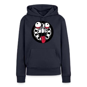 darts spielen verein pfeil zielscheibe verrueckt g - Frauen Premium Bio Hoodie - Navy - Vorne - Julia (174cm)