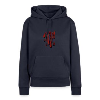 Gouttes de sang - Sweat à capuche Premium bio Femme - bleu marine - Devant - Julia (174cm)