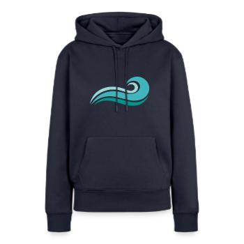 OCEAN - Sweat à capuche Premium bio Femme - bleu marine - Devant - Julia (174cm)