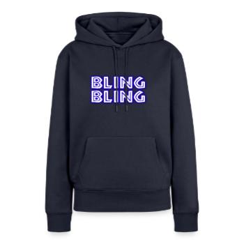 Bling Bling - Sweat à capuche Premium bio Femme - bleu marine - Devant - Julia (174cm)